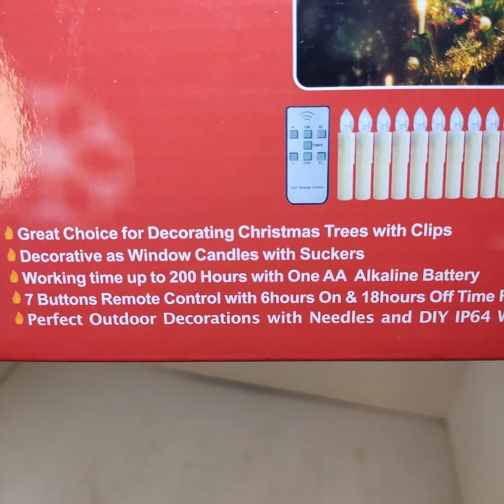 LED Flameless Taper Candles Light for Christmas‎ Tree Window 10pcs Pack Remote
